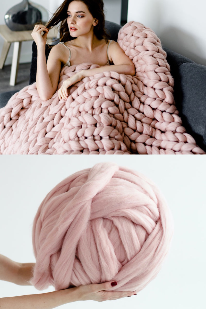 DIY Knitting Kit Queen Size 58x70 Blanket Giant Knitting -  Denmark