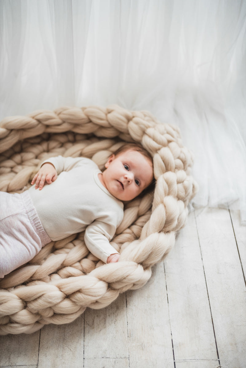 Merino Wool Chunky Knit Baby Padding - Natural (80x50cm) – ko-coon