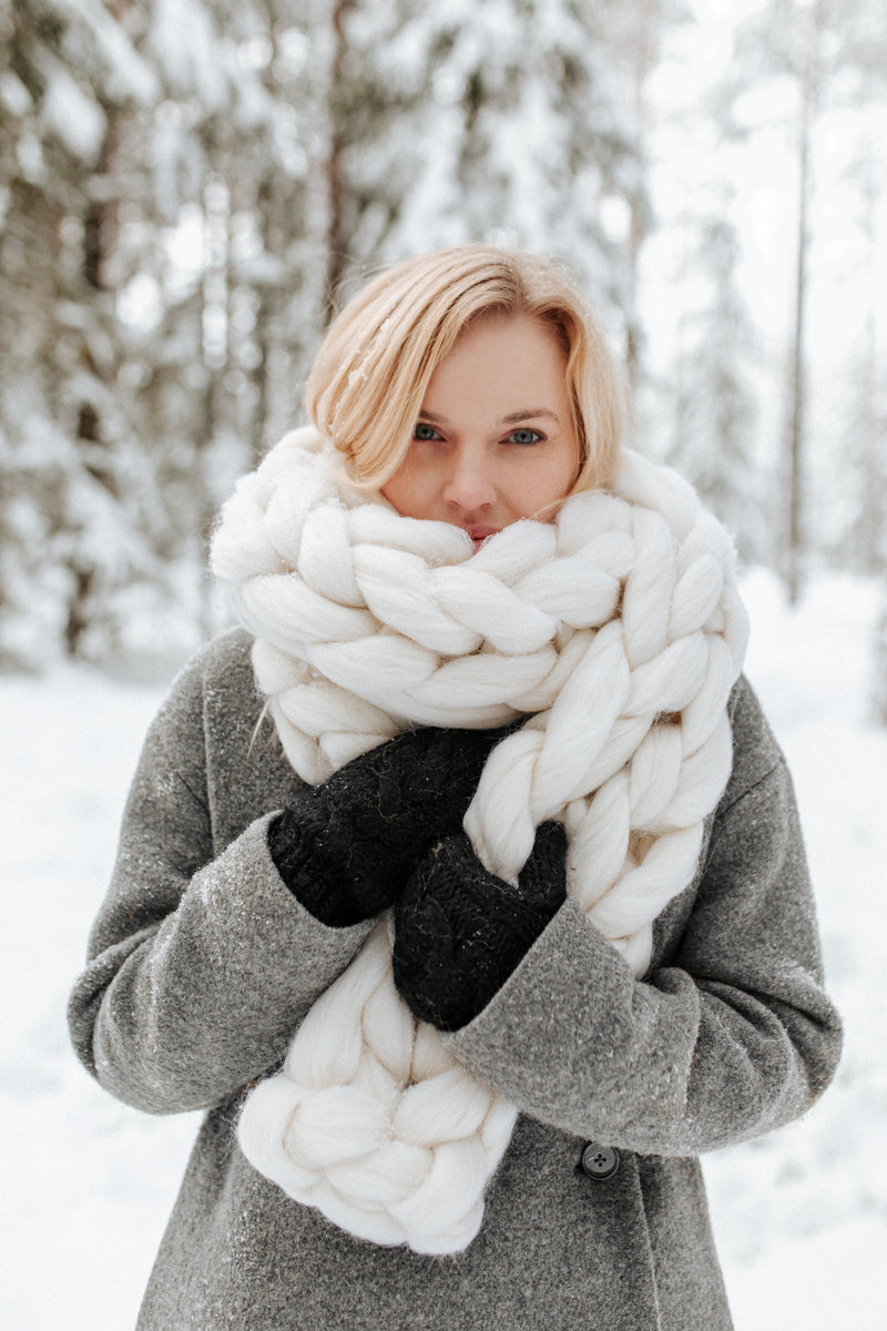 Long Knit Scarf, Winter Scarves, Unisex Scarves, Chunky Wool Scarf, THE  CLASSIC Shown in Wheat 