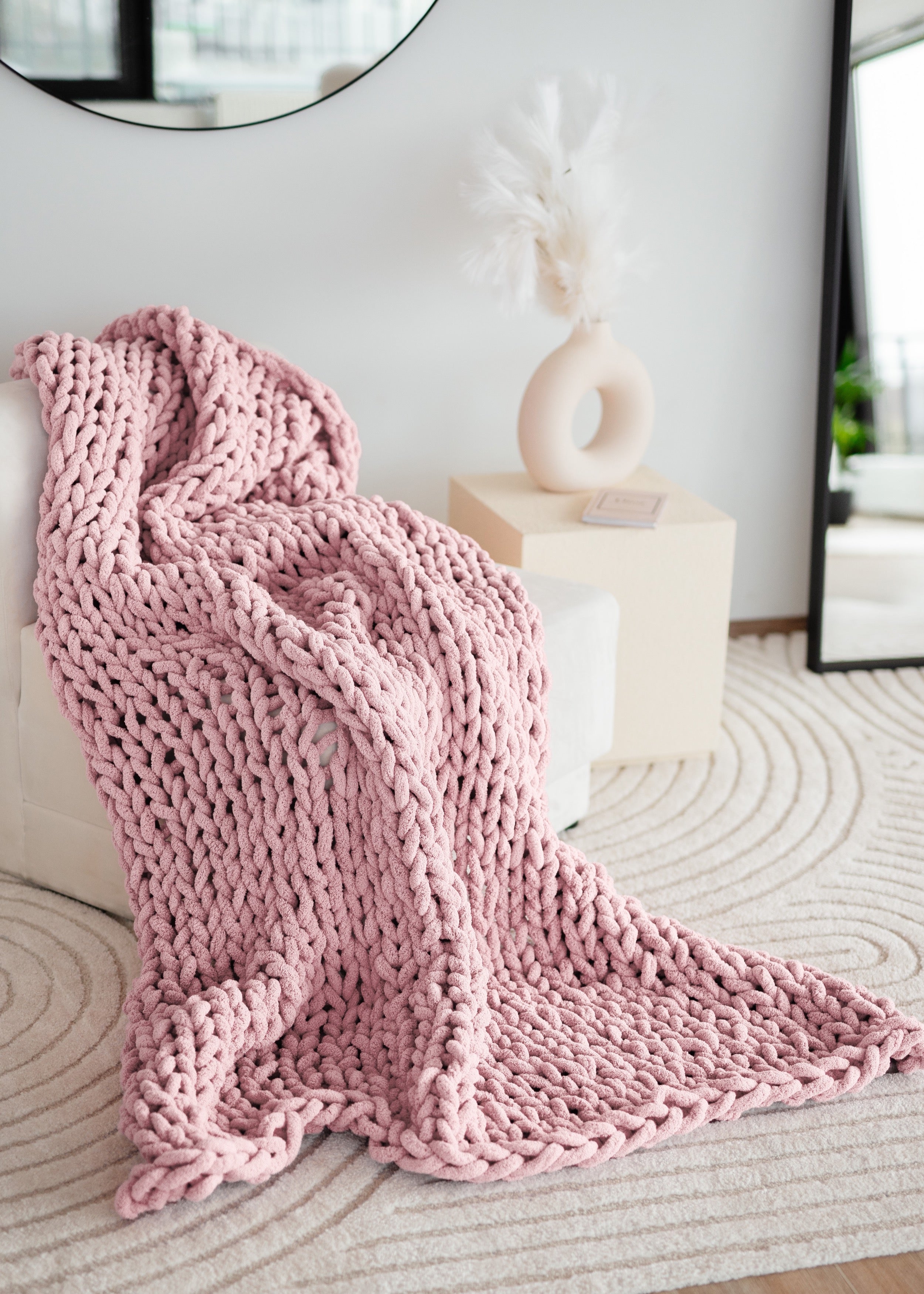 DIY Knit Kit for a blanket 40x60. Merino Wool & Giant Knitting