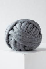 Chunky Knit Yarn for Arm Knitting in Gray Color Wool Art