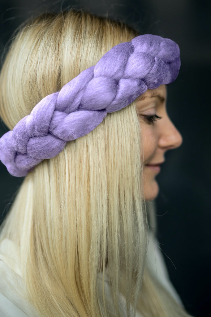 Knitted Headband Boho Style Small Headband Lavender