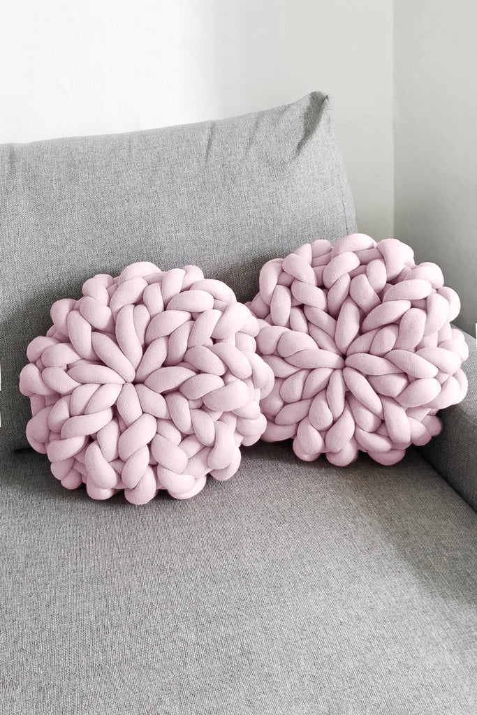 Pink knitted outlet cushion