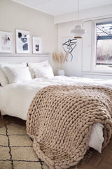 Chunky knit throw beige sale