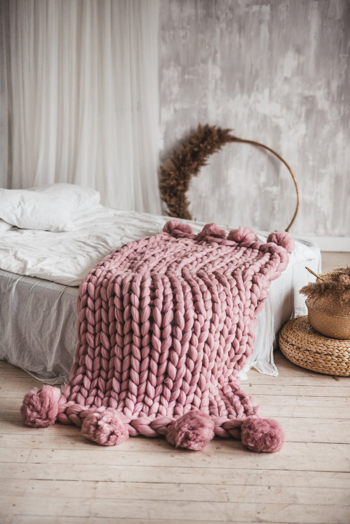 DIY Merino Wool Blanket Knitting Kit: Soft and Thick 7 Weight
