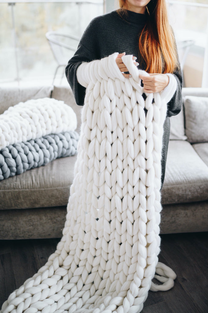 DIY Chunky Knit Queen Blanket Wool Art